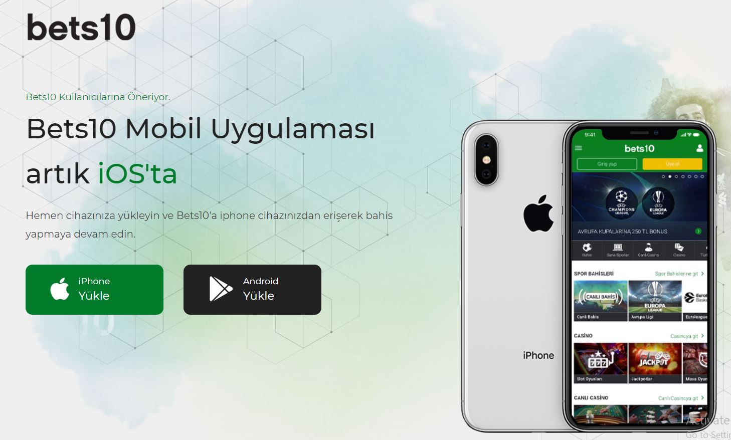 Bets10 iOS uygulaması Bets10’da